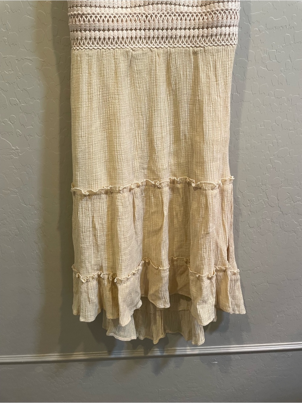 Love Tree Cream One-Shoulder Crochet-Tiered Sundress boho - Picture 4 of 8
